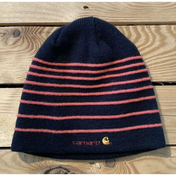 Carhartt Other - Carhartt Beanie In Navy/red Stripe Winter Hat Warm